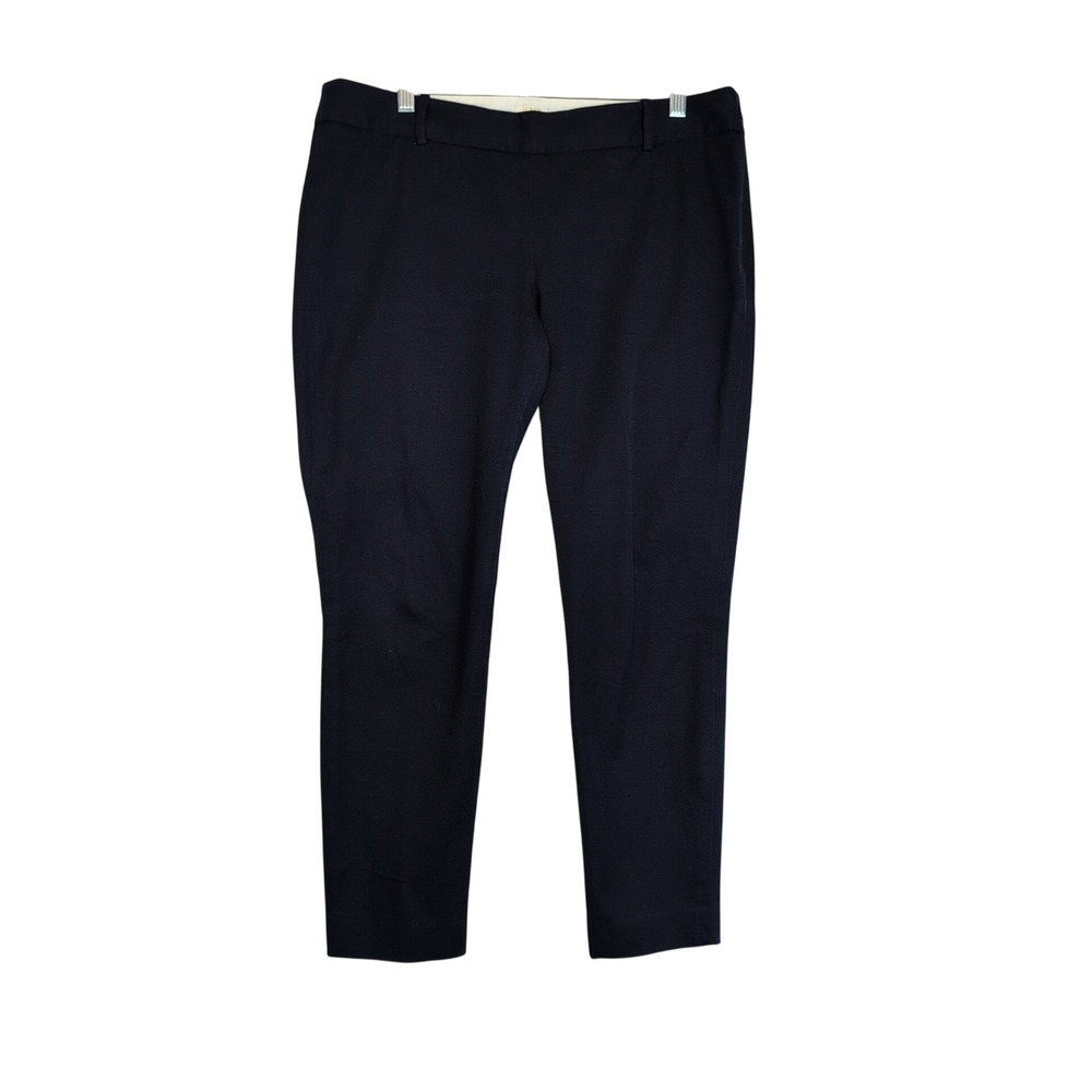 J.Crew Stretch Navy Blue Side Zip Slim Cropped Pants Womens Size 12 Office Basic